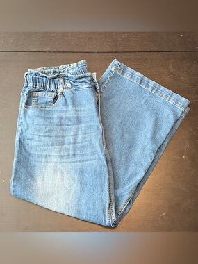 Women’s XL Elastic-Waist Light Blue Flare Jeans